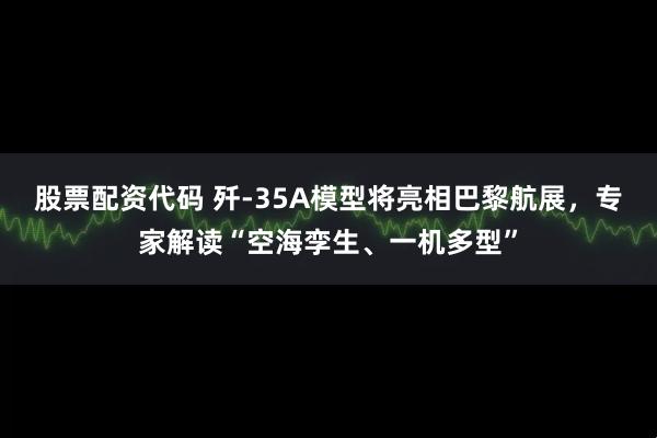 股票配资代码 歼-35A模型将亮相巴黎航展，专家解读“空海孪生、一机多型”